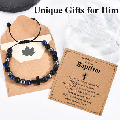 Teen Boy Gifts Cross Bracelet First Communion Baptism Confirmation Gifts for Boys Christian Jejus Jewelry for Teenage Easter Stuffers