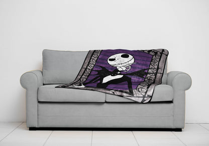 Jay Franco Plush Throw Blanket – Soft & Cozy Fleece Throw for Bedroom & Couch Décor, Official Licensed Product, Gray - Nightmare Before Christmas, 40x50 - Travel Blanket