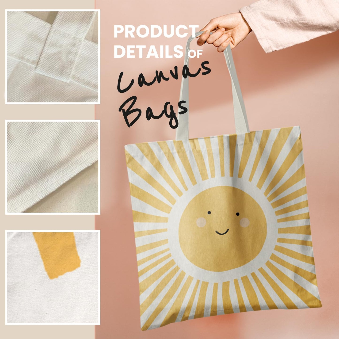Cute Tote Bags, Sunshine Canvas Tote Bag for Women, Funny Sun Tote Bag, Sunshine Gifts for Women, Sunshine Reusable Grocery Bags Shopping Bags
