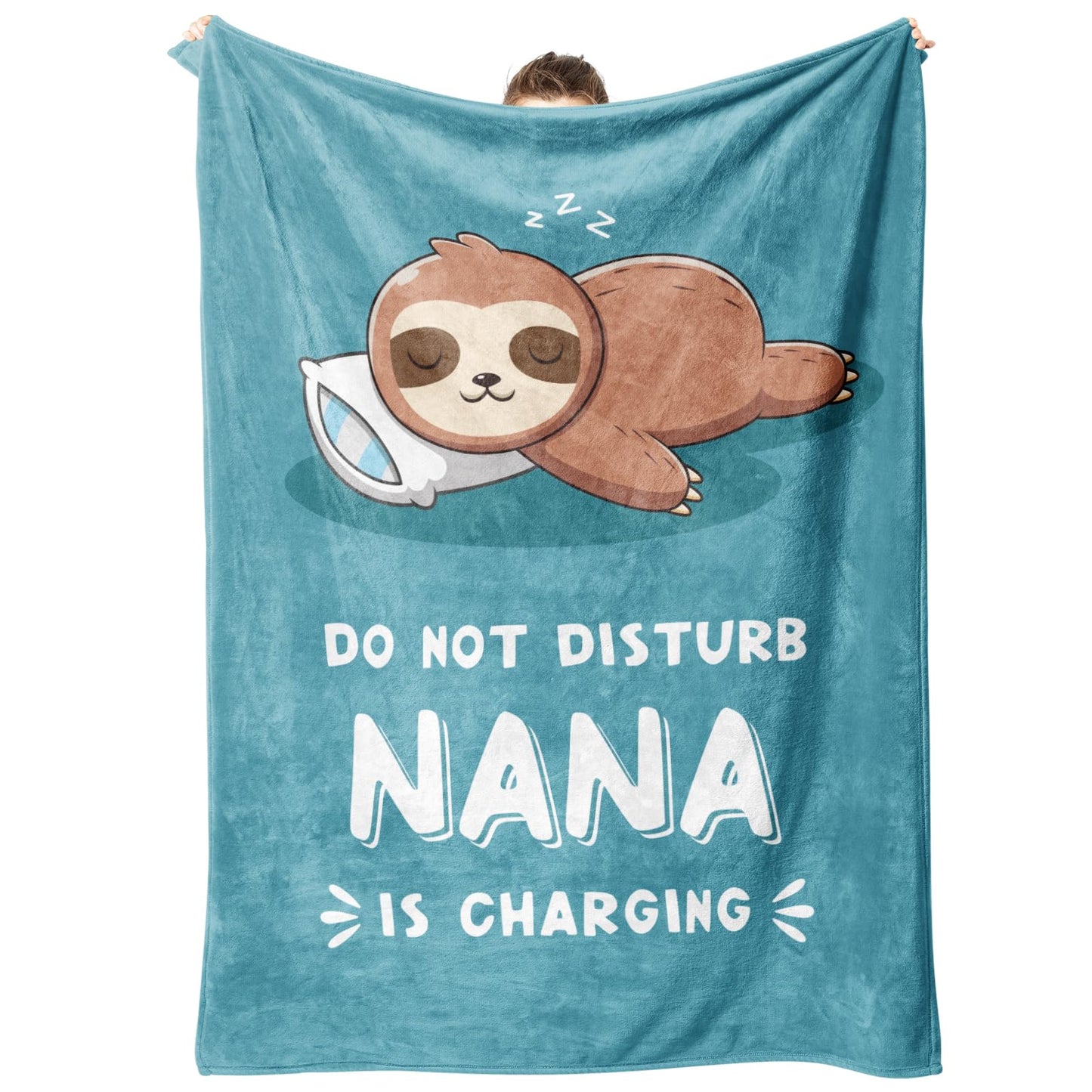 Funny Nana Gifts for Mothers Day, Nana is Charging Sloth Blanket, Nana Birthday Gifts, Gifts for Nana from Grandkids for Mothers Day Christmas, Soft Sloth Throws Blankets for Nana 60"X50"