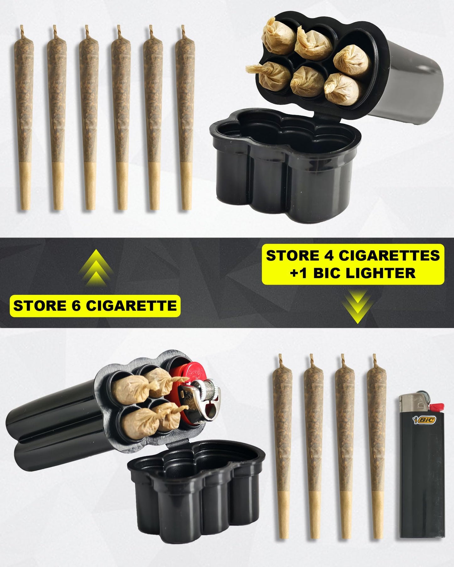 4-Hole King Size Pre-roll Cone Holder Case, Cigarette Case for Regular Size Cigarettes & King Size, Small Container Lighter Box, Smoking Accessories for 1-1/4 Size Pre Rolled Rolling Paper