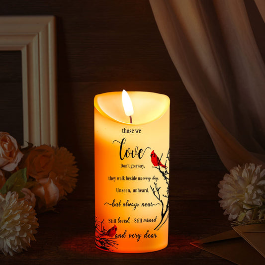 Gerrii Memorial Candles Sympathy Gifts LED Flameless Cardinal Bereavement Candles for Loss of Loved One Sympathy Cardinal Gifts Battery Candle for Prayers(Simple Style)