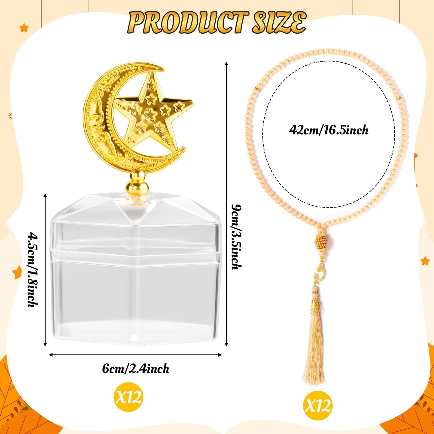 Ramadan Eid Gifts - 12 Sets Bulk Muslim Prayer Beads with Boxs Eid Mubarak Party Favors Gifts Islamic Party Supplies Religious Jewelry Favors for Ramadan Wedding Islamic Festival Birthday