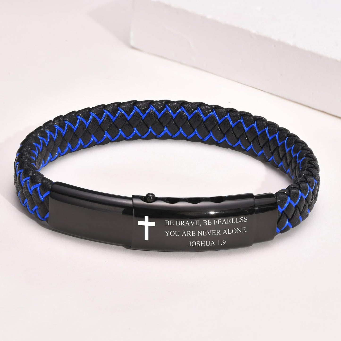 VNOX Men's Inspirational Mantra Engarved Handmade Braided Leather Adjustable Cuff Bangle Bracelet Encouragement Motivational Gift for Men