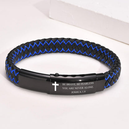 VNOX Men's Inspirational Mantra Engarved Handmade Braided Leather Adjustable Cuff Bangle Bracelet Encouragement Motivational Gift for Men