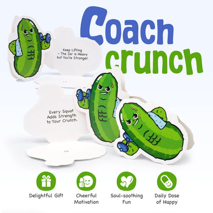 Emotional Support Positive Pickle Jar (COACH CRUNCH) – Read This When Workout Motivation Jar, 60 Fitness Affirmation Cards, Gym Gifts for Women, Weight Loss & Gym Girl Gifts, Funny Decorative Jars