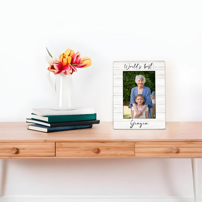 Yiayia Gifts Picture Frame 4x6, Grandma Wooden Picture Frame, Christmas Mothers Day Birthday Gifts for Yiayias Grandma, World's Best Yiayia Decorative Photo Frames for Table Desk Decor
