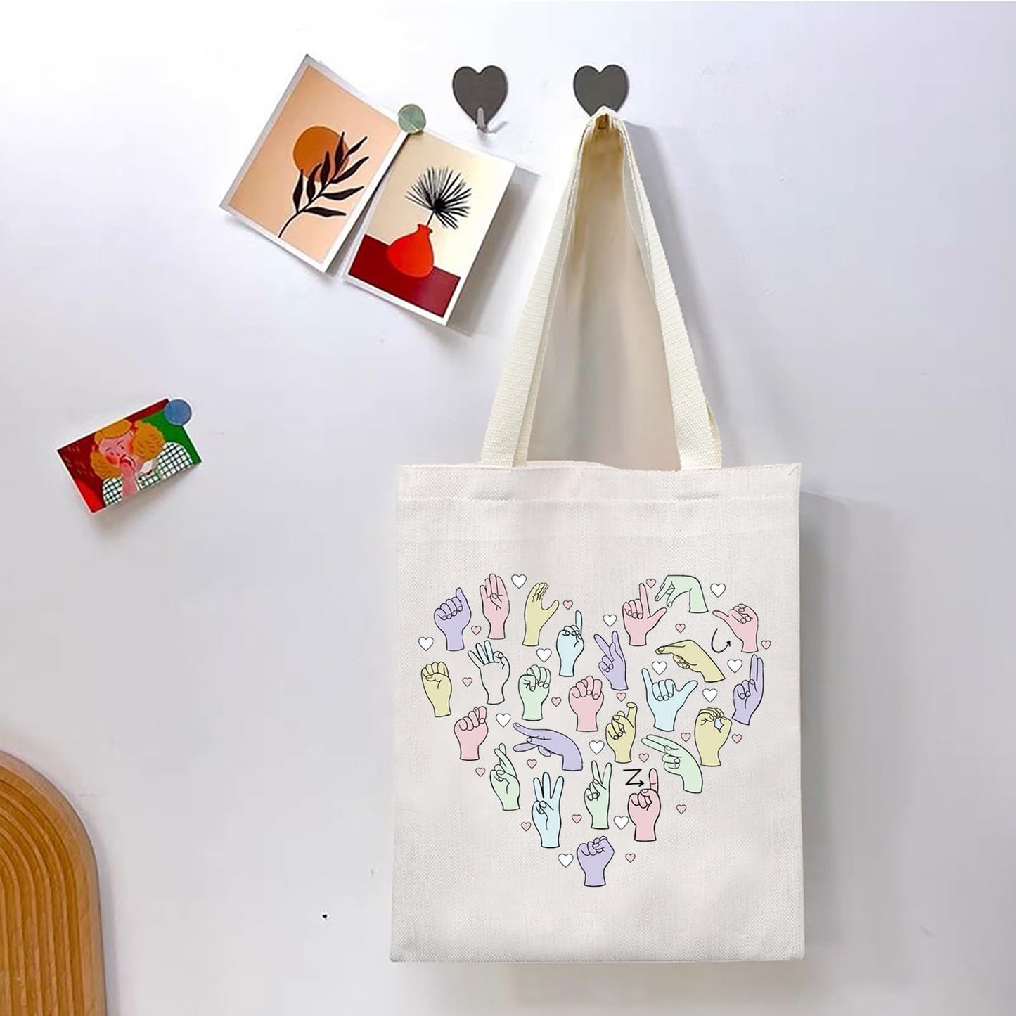 TGBJE ASL Tote Bag - American Sign Language Shopping Bag - Deaf Awareness Gift