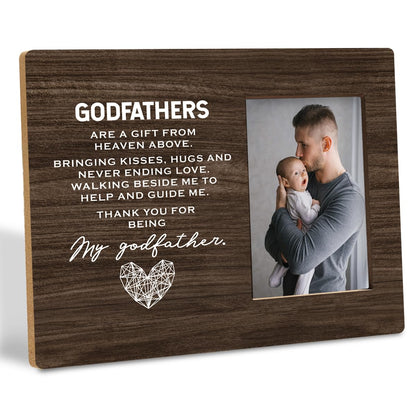 Godfathers Photo Frame Gift, Thank You Gift for Godfather from Goddaughter & Godson, Godfather Birthday Gift, 8x10 Inch Picture Frame, Display Pictures 4x6 Inch, Photo Gifts Wooden Picture Frame