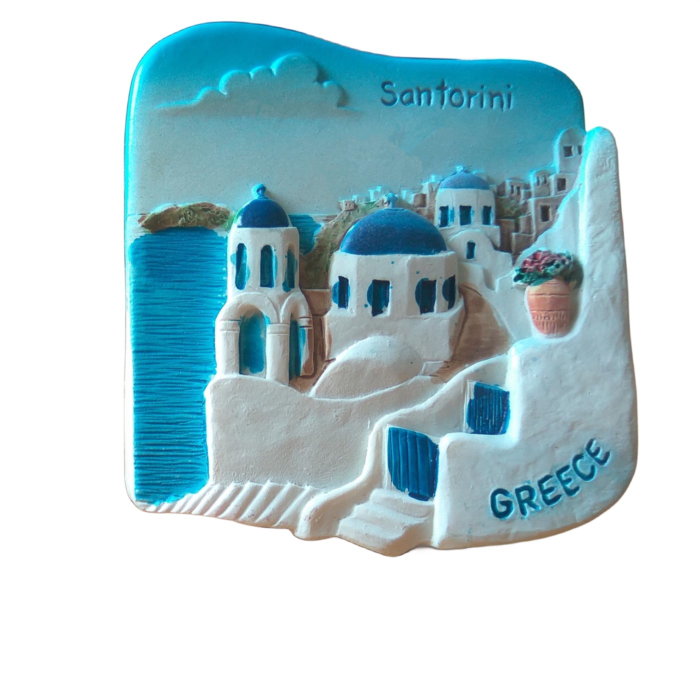 3D Handcrafted Santorini Island Greece Aegean Sea Resin Fridge Magnet Collectible Tourist Souvenir Gift