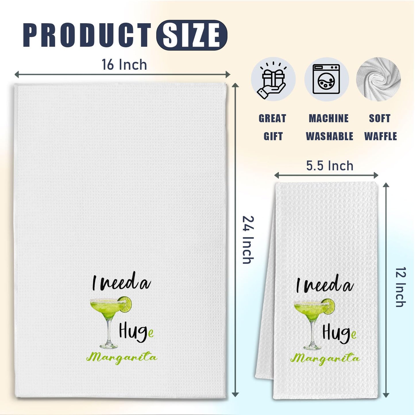 Margarita Gifts Kitchen Towels, Gifts for Margarita Lovers Dish Tea Towels for Kitchen Bar Cart Decor, Cocktail Bartender Gift Decorative Hand Towel, 16x24 Inches Set of 2