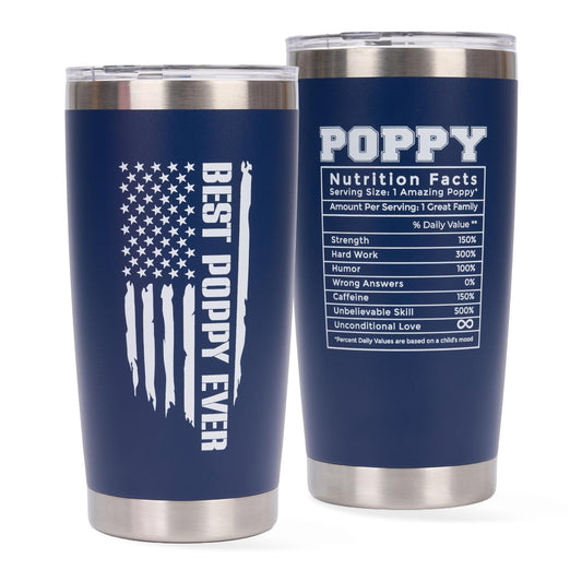 Poppy Gifts - Gift for Poppy from Grandkids - Fathers Day Christmas Birthday Gifts Idea - Tumbler 20Oz Stainless Steel