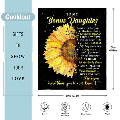 Bonus Daughter Gifts - Step Daughter Gifts from Stepmom/Stepdad - Stepdaughter Gift from Stepmom - Gift for Stepdaughter Throw Blanket 60x50 Inch