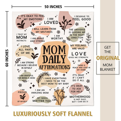 BaubleDazz New Mom Gifts Blanket, Mama Daily Affirmations, Postpartum Pregnancy Gift for First Time Moms, Mommy to Be, Mama, New Mom Essentials, Christmas Birthday Gifts for Moms(50" x 60")