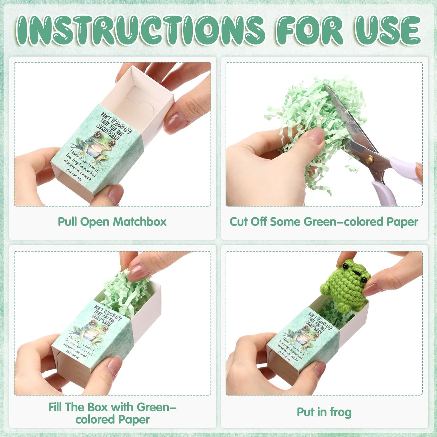 Wettarn 36 Sets Frog Pocket Hug Token Gifts Bulk Crocheted Frog with Box Encourage Positive Greeting Gifts for Women Passover Friend Employees Staff Office Teacher Nurse Week