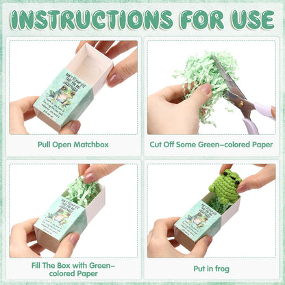 Wettarn 36 Sets Frog Pocket Hug Token Gifts Bulk Crocheted Frog with Box Encourage Positive Greeting Gifts for Women Passover Friend Employees Staff Office Teacher Nurse Week