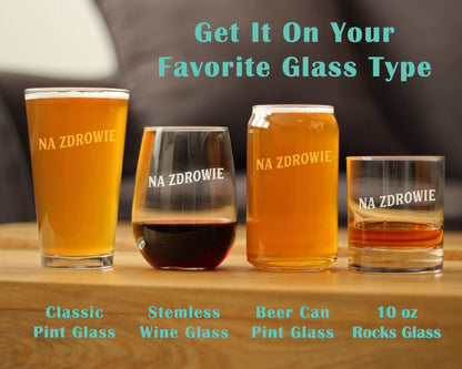 Bevvee Na Zdrowie Polish Cheers - Stemless Wine Glass - Cute Poland Themed Gifts or Party Decor - Large 17 Ounce