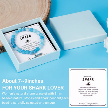 Bayelove Shark Gifts for Women Best Shark Lovers Week Gift for Women Funny Sharks Stuff Include Makeup Bag Socks Notepad Tumbler Mug Keychain Brecelet Gift Card for Birthday Christmas Mothers Day