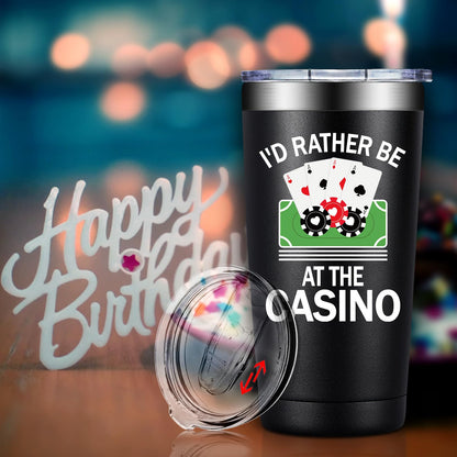 BIRGILT Gambling Gifts for Men, Women - Casino Gifts for Christmas - Funny Poker Gift for Poker Players - I'd Rather Be at the Casino Tumbler 20oz