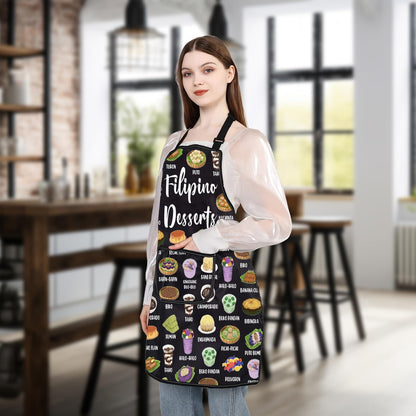 WSNANG Filipino Desserts Adjustable Kitchen Apron Filipino Food Cooking Apron Philippines Culture Travel Lover Gift