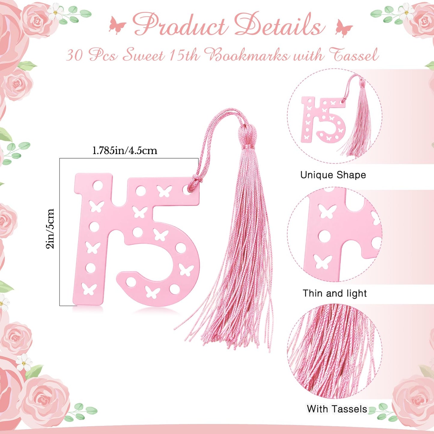 Sayglossy 120 Pcs Quinceanera Party Favors Sweet 15th Thank You Gifts Diamond Pens with Cards Bookmarks Retractable Ballpoint Bling Pens Recuerdos Para 15 Anos Quinceaneras Gifts for Guests(Rose Gold)