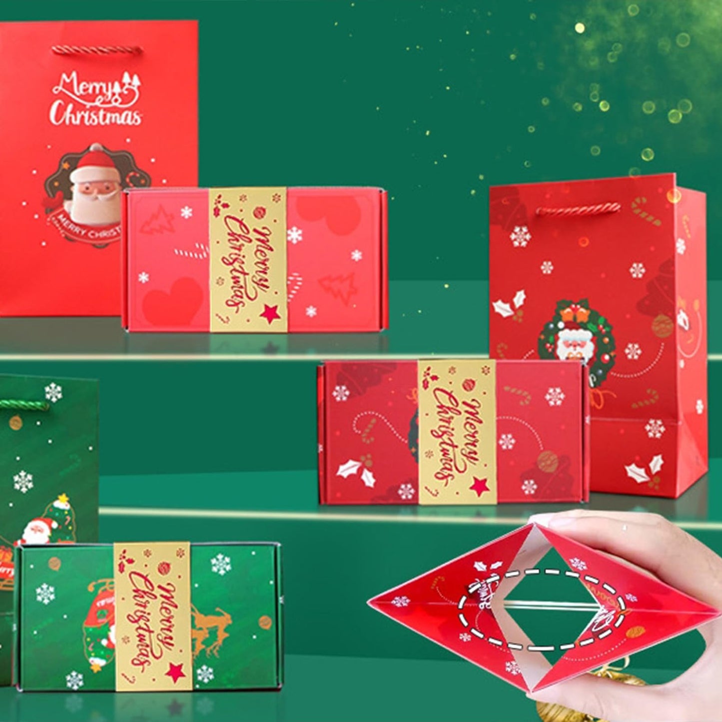 Surprise Gift Box Explosion Money Box for Cash, 2025 Merry Christmas Pop-Up Gift Boxes for Birthday, Anniversary, Valentine (Green)