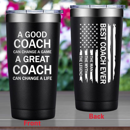 Grifarny Coach Gifts for Men - Basketball, Soccer, Football, Baseball, Softball, Gymnastics, Dance, Swim, Coaches Gifts - Best Coach Ever Tumbler Cup 20 oz
