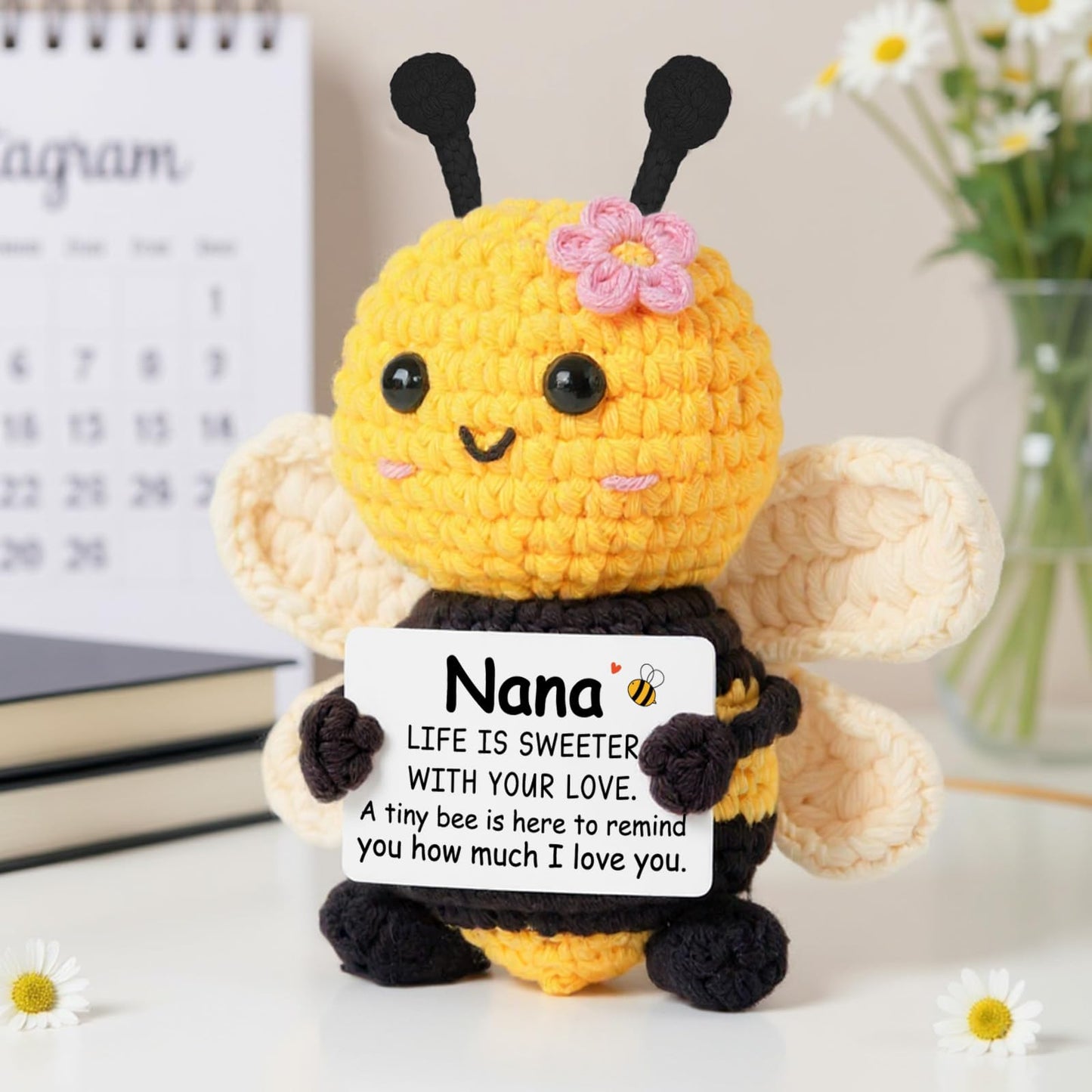 Nana Gifts from Granddaughter, Birthday Gifts for Nana - Cute Handmade Crochet Bee - Valentines Mothers Day for Grandma, Emotional Support Animal Gift