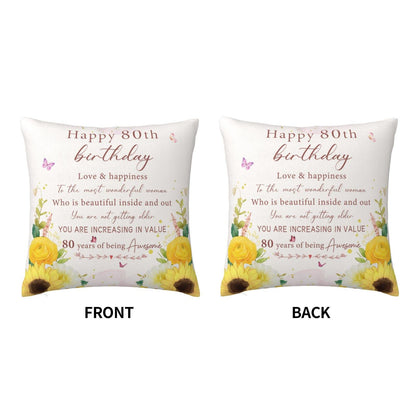 80th Birthday Gifts for Women, Happy 80th Birthday Decorations for Women, 80 Year Old Birthday Gifts for Woman, Best 1946 Birthday Gift for 80 Year Old Woman Throw Pillow Covers 18x18 Inches