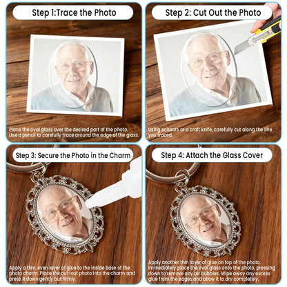 Memorial Keychain DIY Kit for Photo, Sympathy Gifts for Loss of Mother Father Husband Son, Bereavement Condolence Gift, In Loving Memory Keepsake with Angel Wing Charm, Ready for Gifting