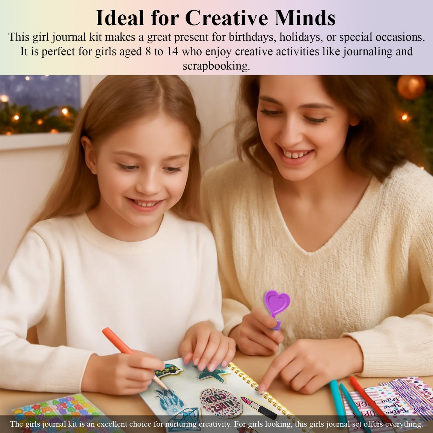 DIY Journal Kit for Girls Ages 8-12, 200+PCS Teen Tween Girl Gifts Trendy Stuff, Party Favors for Kids 8-12, Birthday Gift for Girls.