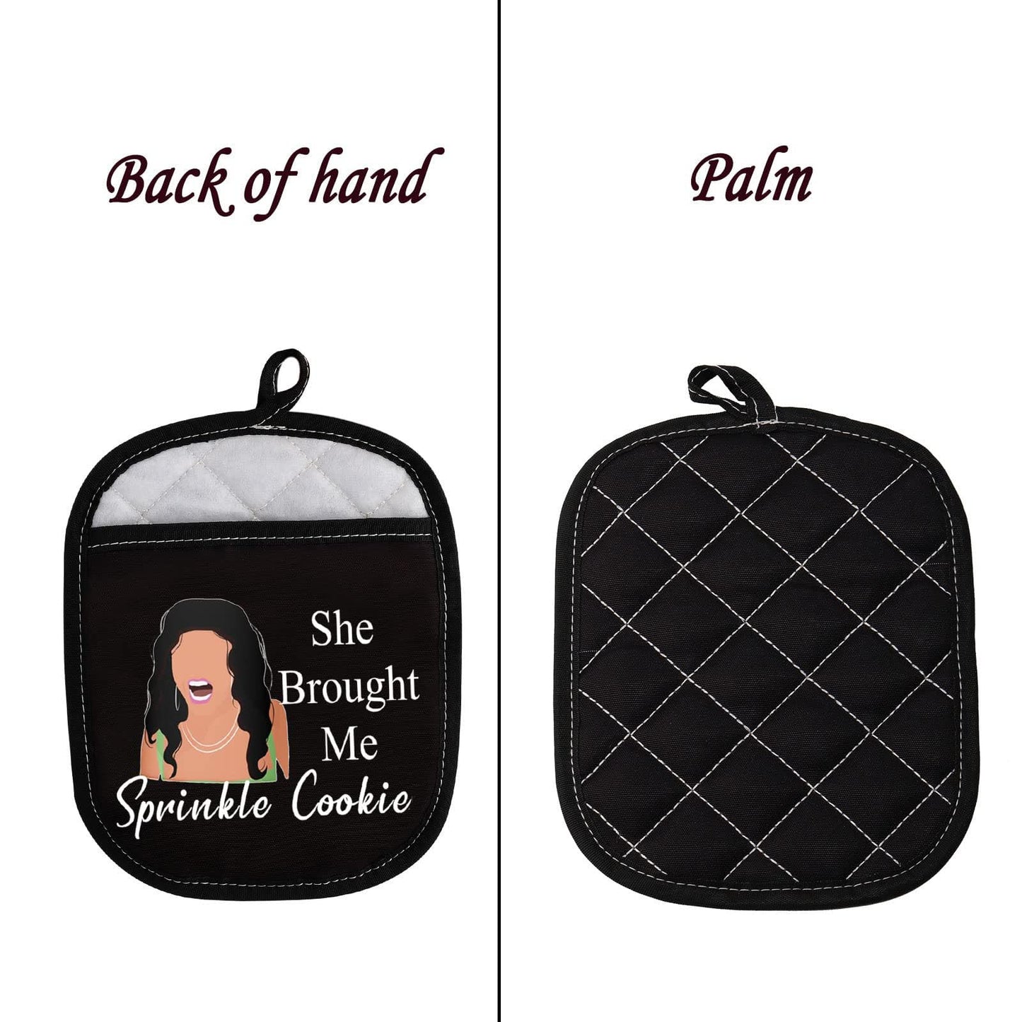 LEVLO Real Housewife Kitchen Pot Holder RHONJ TV Gift She Brought Me Sprinkle Cookie Oven Mitt for Fans Mom(Sprinkle Cookie)