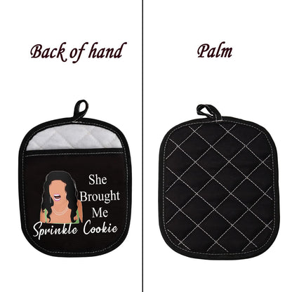 LEVLO Real Housewife Kitchen Pot Holder RHONJ TV Gift She Brought Me Sprinkle Cookie Oven Mitt for Fans Mom(Sprinkle Cookie)