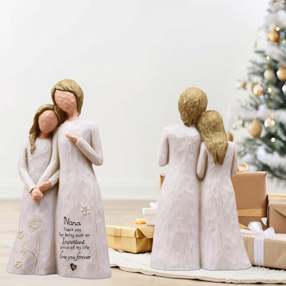 Nana Gifts, Birthday Gifts for Nana from Granddaughter, Grandma Gift for Birthday Christmas Mothers Day,Grandmother Granddaughter Embrace Hand-Painted Resin Figurine