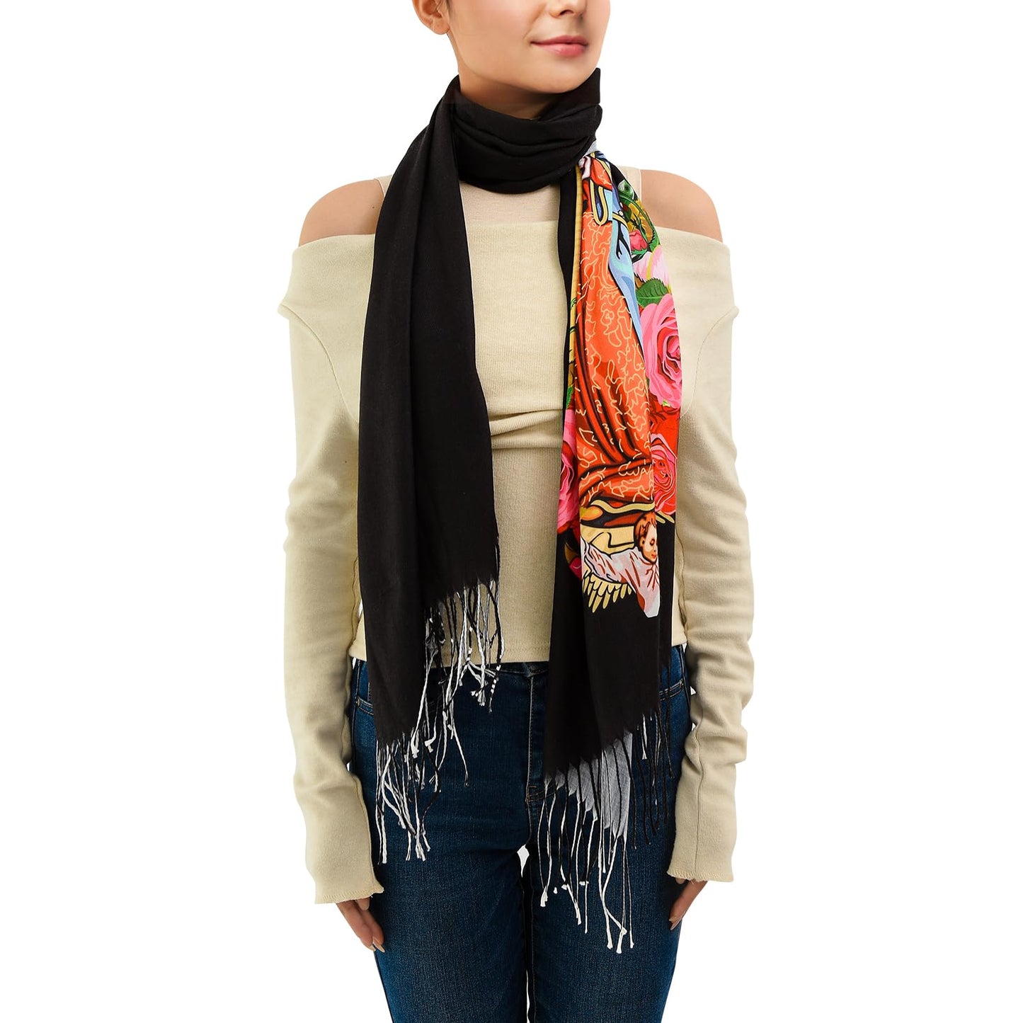 Blanket Scarf,Traditional Mexican Dress Prayer Shawl Catholic Gifts for Women,Virgin Mary Hoodie Poncho,Rebozos Vestidos Mexicana Regalos Para Mujer Mamá Abuelita Mi Esposa