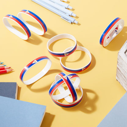 Halloscume 60 Pcs Philippine Souvenirs Filipinos Country Flag Rubber Bracelets, National Flag Silicone Bracelet, Rubber Wristbands Patriotic Decorations Gift