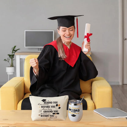 Locmeo 10 Pcs Master Degree Graduation Gifts for Women Include Tote Bag Makeup Bag Tumbler Candle Tray Socks Card Mirror Keychain and Box for Class of 2026 College Masters Graduation