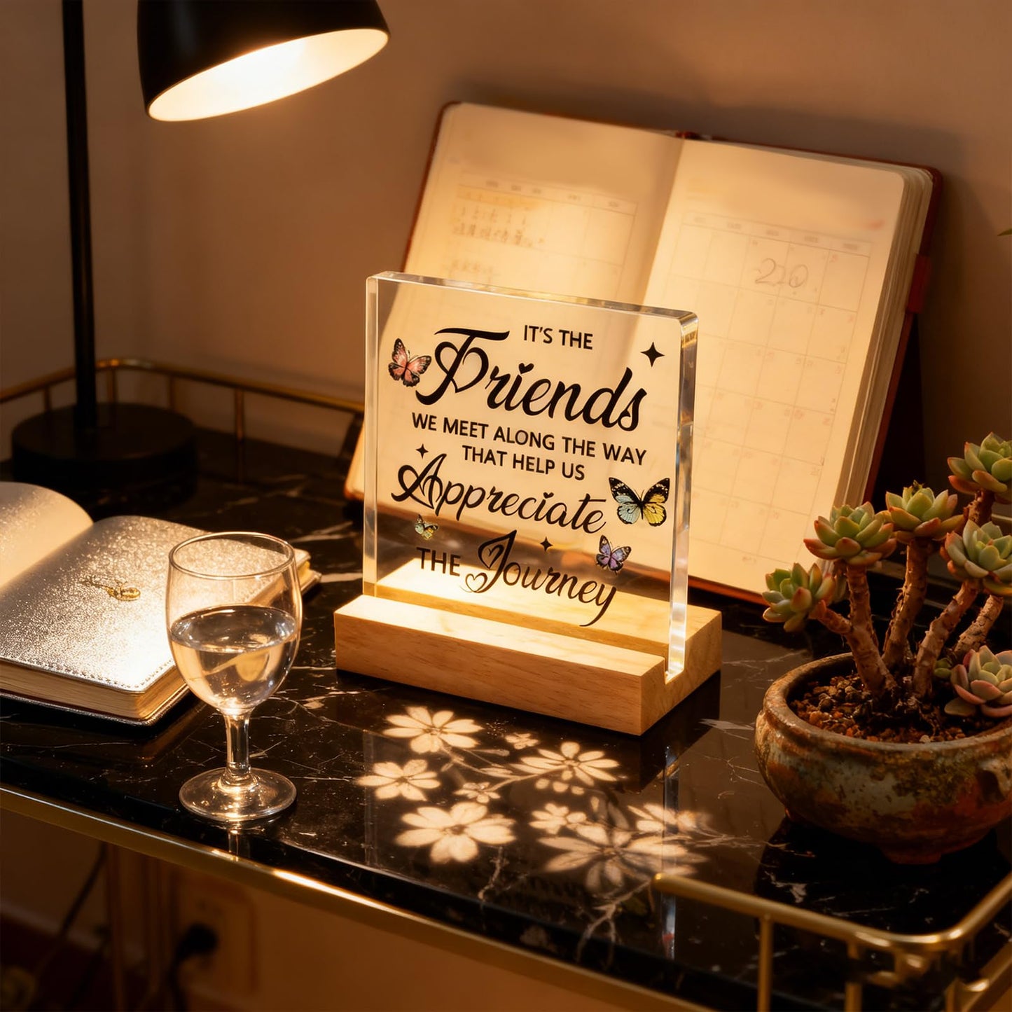 New Friendship Gifts for Women Birthday Gift for Friends Female Women Inspirational Encouragement Desk Decor for Friend Long Distance Friendship Gift
