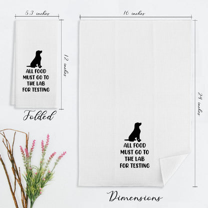 EIONEY All Food Must Go to The Lab for Testing Kitchen Towels,Dish Cloth Flour Sack Hand Towel for Farmhouse Kitchen Decor,24 X 16 Inches Cotton Dish Towels Dishcloths,Labrador Lovers Gifts