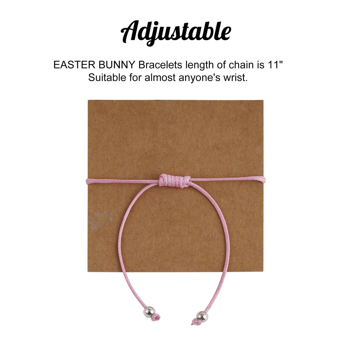 Eaciy Easter Bracelets Basket Stuffers Gifts for Girls Kids - 3-5 PCS Adjustable Bunny Rabbit Bracelet Christian Gift with Card