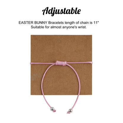 Eaciy Easter Bracelets Basket Stuffers Gifts for Girls Kids - 3-5 PCS Adjustable Bunny Rabbit Bracelet Christian Gift with Card