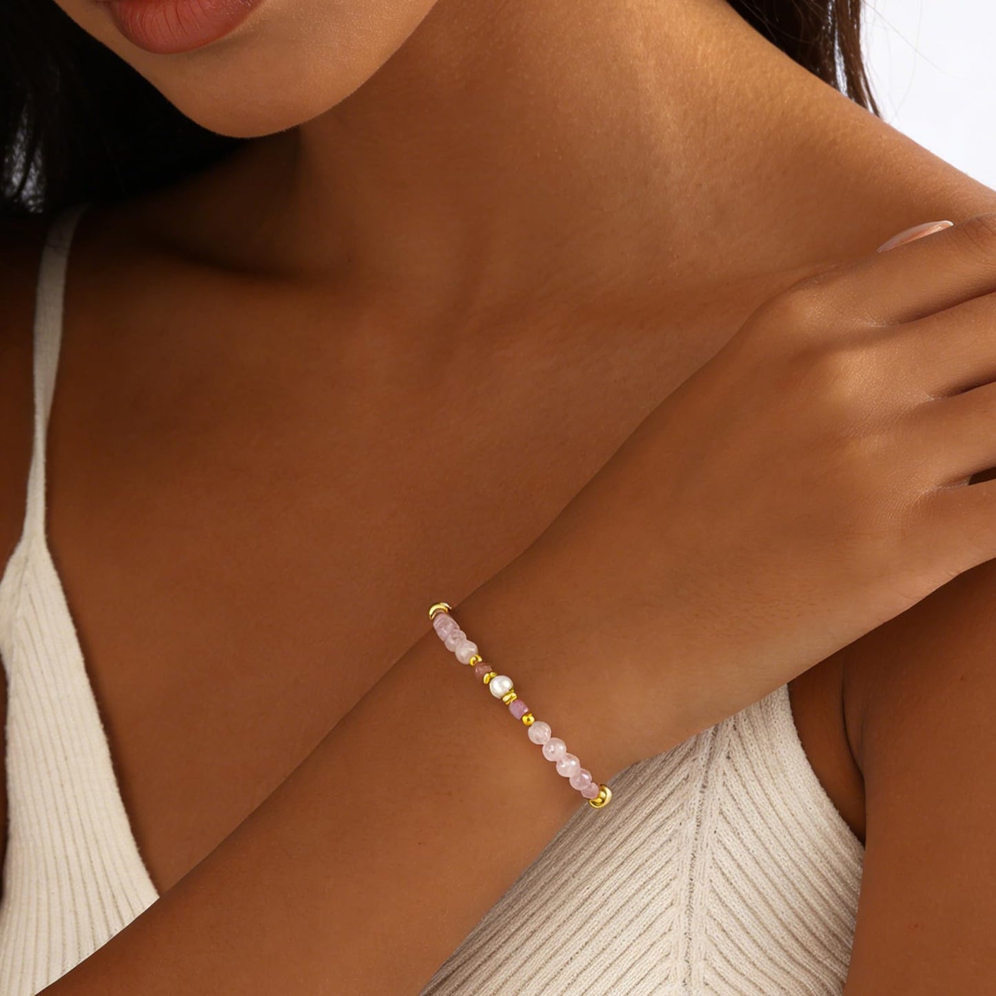 Natural Healing Crystal Bracelet for Women, Anxiety Relief Healthy Pregnancy Triple Protection Citrine Jewelry Gift for Friends Daughter Sister Mom Colleague