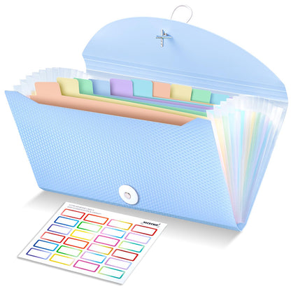 Nicecho Receipt Coupon Organizer, 13 Pockets Small Accordion File Organizer with Labels for Receipt Cards, Bill Business, Coupons Storage, 10.2X 5.1 Inches