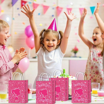 Zliisang 16pcs Pink Princess Party Favor Bags Princess Goodie Gift Bags for Kids Birthday Party Decorations Gift Supplies