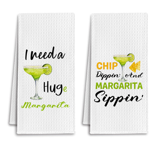 Margarita Gifts Kitchen Towels, Gifts for Margarita Lovers Dish Tea Towels for Kitchen Bar Cart Decor, Cocktail Bartender Gift Decorative Hand Towel, 16x24 Inches Set of 2