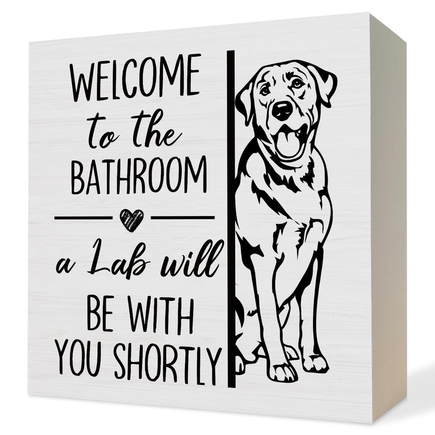 Funny Labrador Retriever Bathroom Wooden Box Sign,Gifts for Labrador Dog Lovers,Lab Dog Wood Block Plaque Signs for Bathroom Toilet Restroom Desk Table Shelf Decor, 5x5 Inch