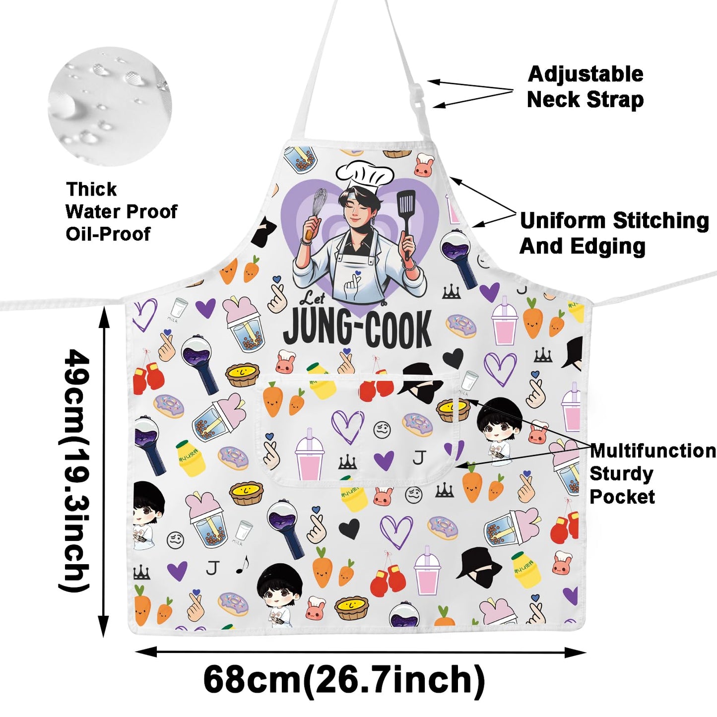 JNIAP Korean Group Kitchen Apron Korean Group Fans Gifts Korean Group Kitchen Gifts Korean Music Lover Gift