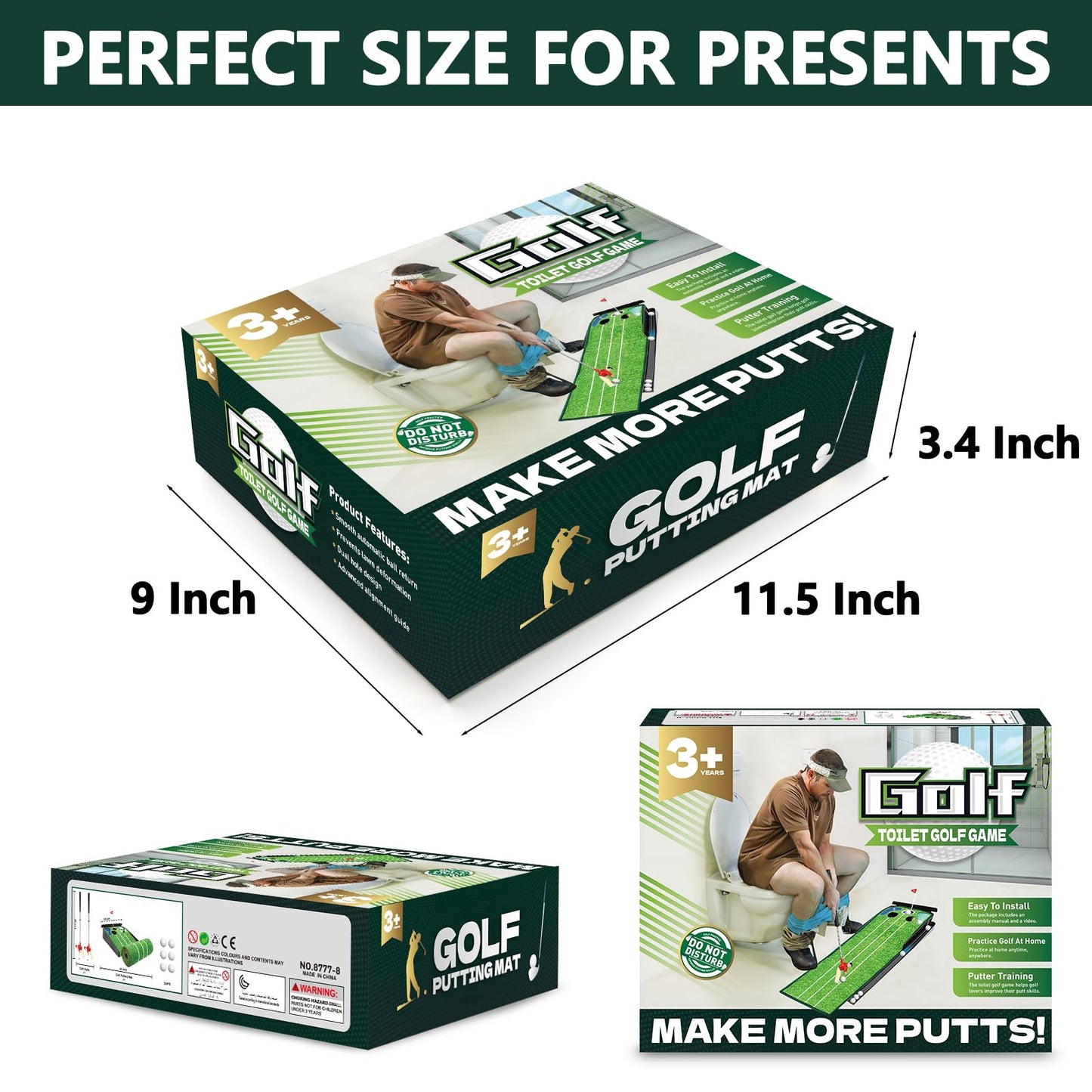 Prank Gift Box, Toilet Golf Game Facade, Wrap the Actual Gifts with a Prank Empty Gag Box, Funny Christmas Gag Presents Ideas for Dad Men Boyfriend(Pack of 1)