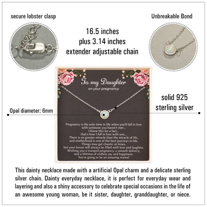 RareLove First Time Mom Gift,Daughter Pregnancy Gifts 925 Sterling Silver White Opal Necklace For Mom to be,Expecting Moms