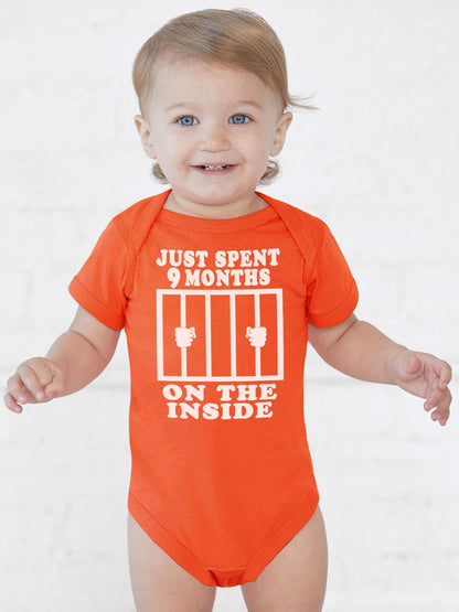Reaxion Funny Cute Baby Boy Girl Handmade Clothes Infant Just Spent 9 Months On The Inside Bodysuits